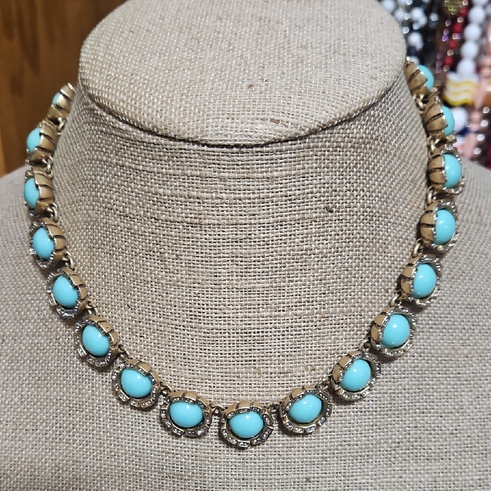 J. Crew Faux Turquoise and Gold-tone Necklace
